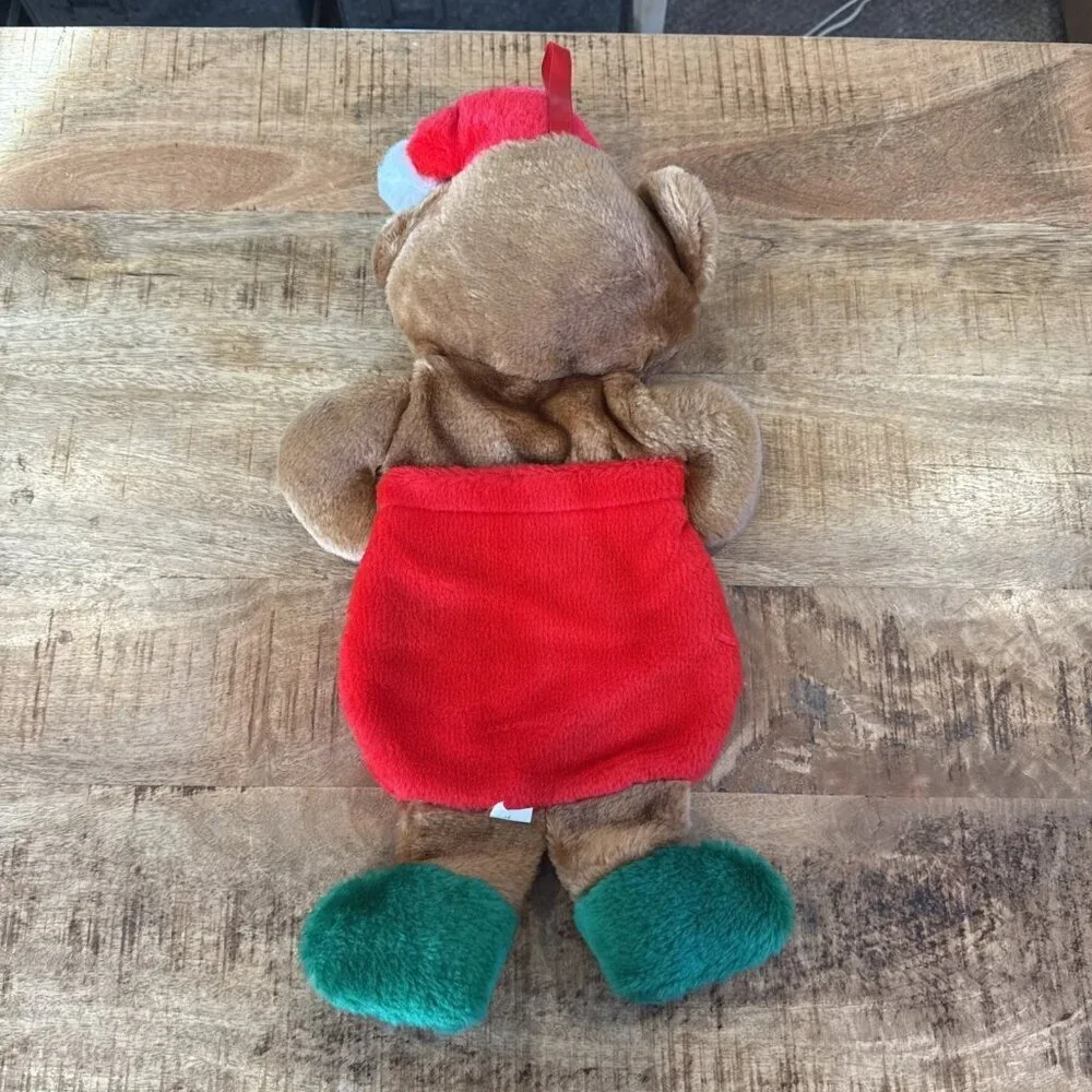 1985 Rennoc Santa’s Best 3D Brown Teddy Bear Plush Christmas Stocking 21